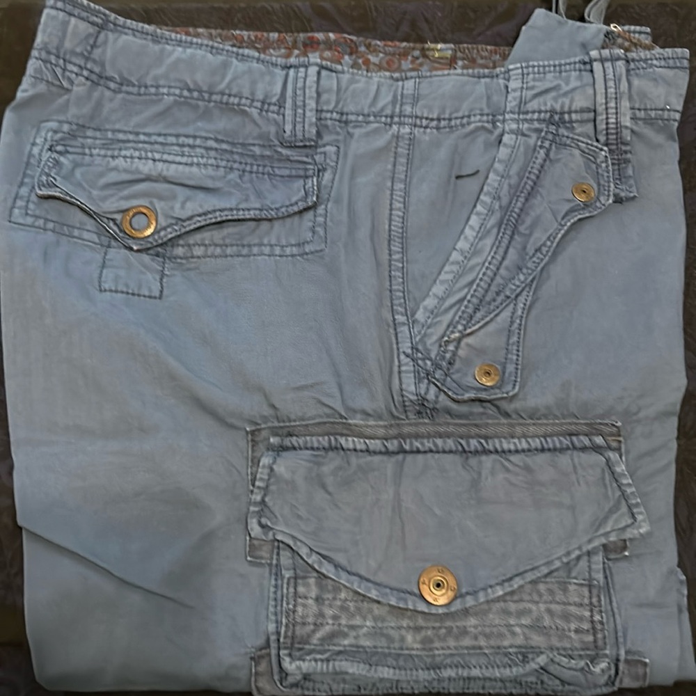 Blue cargo shorts, size 36, only worn once and dry cleaned.